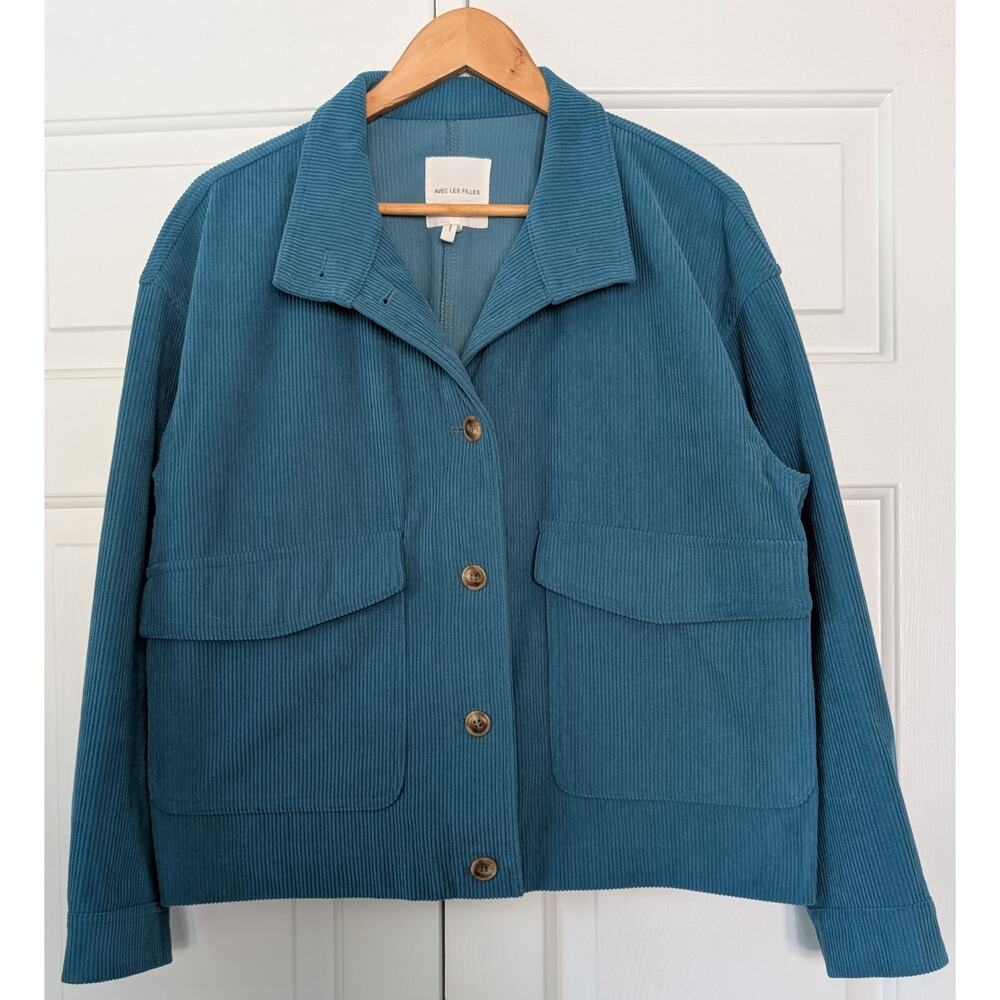 Avec Les Filles Teal Blue Corduroy Jacket